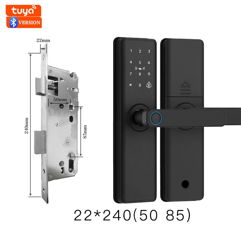 2026 New Smart Door Lock With Bluetooth Compatible Tuya APP Digital Electronic Lock Smart Home Wooden Door Lock Fingerprint