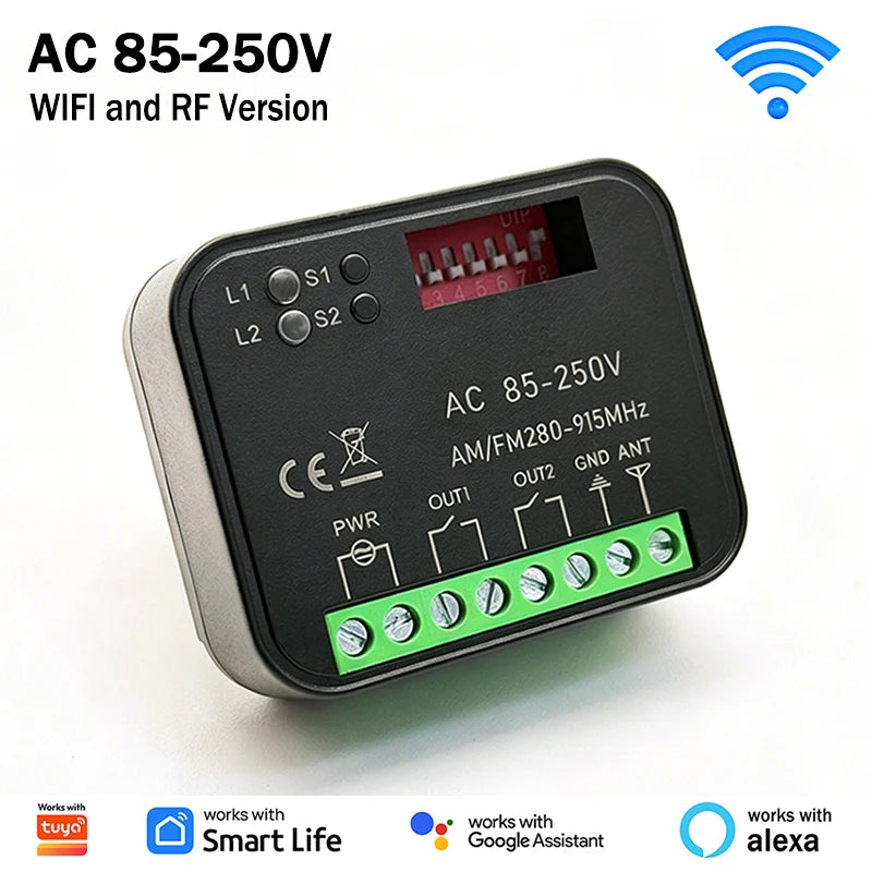 300MHz-868MHz Universal Garage Door Remote Control Receiver Works With Tuya Wifi Smart Switch Receiver Controller 433MHz 868MHz
