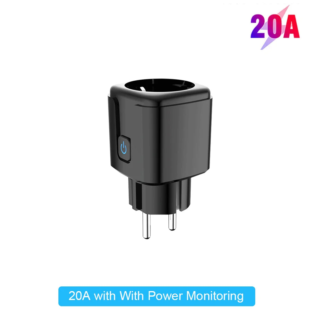 Tuya 16A,20A Smart Plug WiFi Socket EU Power Monitoring Timing Function Works with Alexa, Google Home, Smart Life Home, Alice