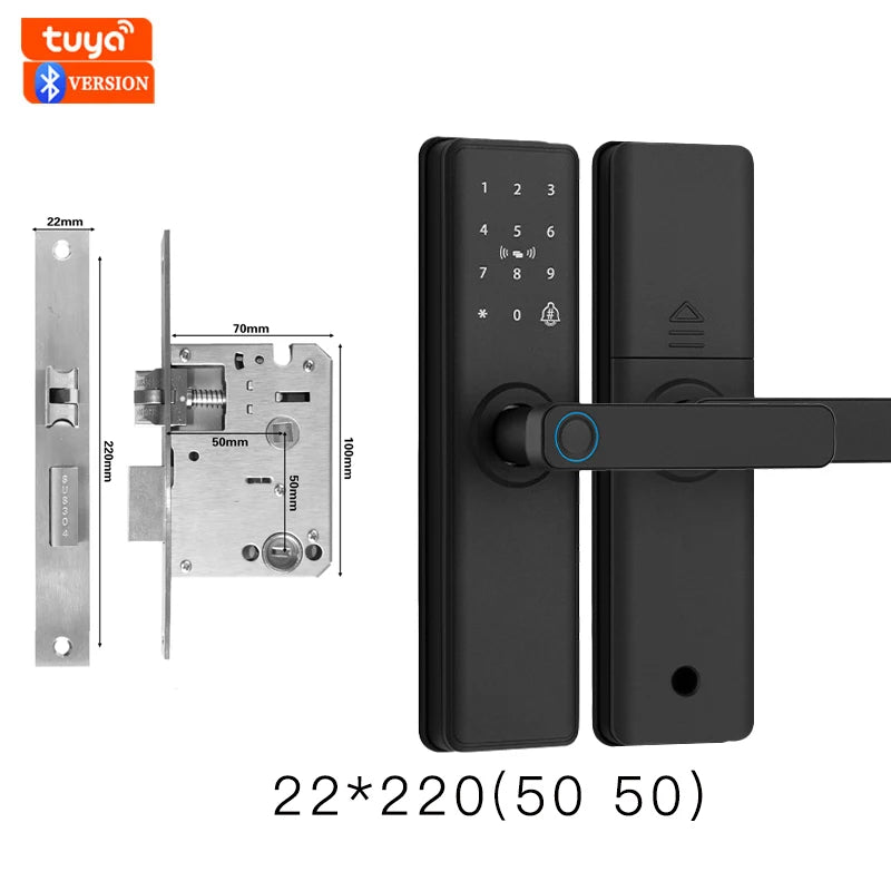 2026 New Smart Door Lock With Bluetooth Compatible Tuya APP Digital Electronic Lock Smart Home Wooden Door Lock Fingerprint