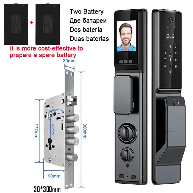Outdoor Waterproof Lock Wifi Tuya APP Remote Voice Intercom Electronic Door Lock Face Fingerprint Smart Door Lock With Camera