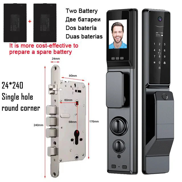 Outdoor Waterproof Lock Wifi Tuya APP Remote Voice Intercom Electronic Door Lock Face Fingerprint Smart Door Lock With Camera