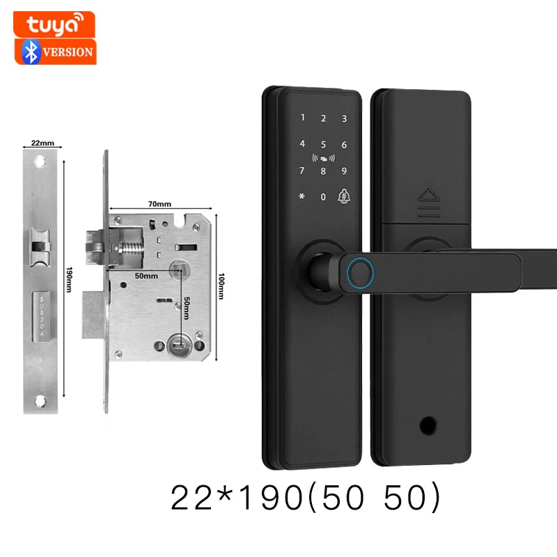 2026 New Smart Door Lock With Bluetooth Compatible Tuya APP Digital Electronic Lock Smart Home Wooden Door Lock Fingerprint
