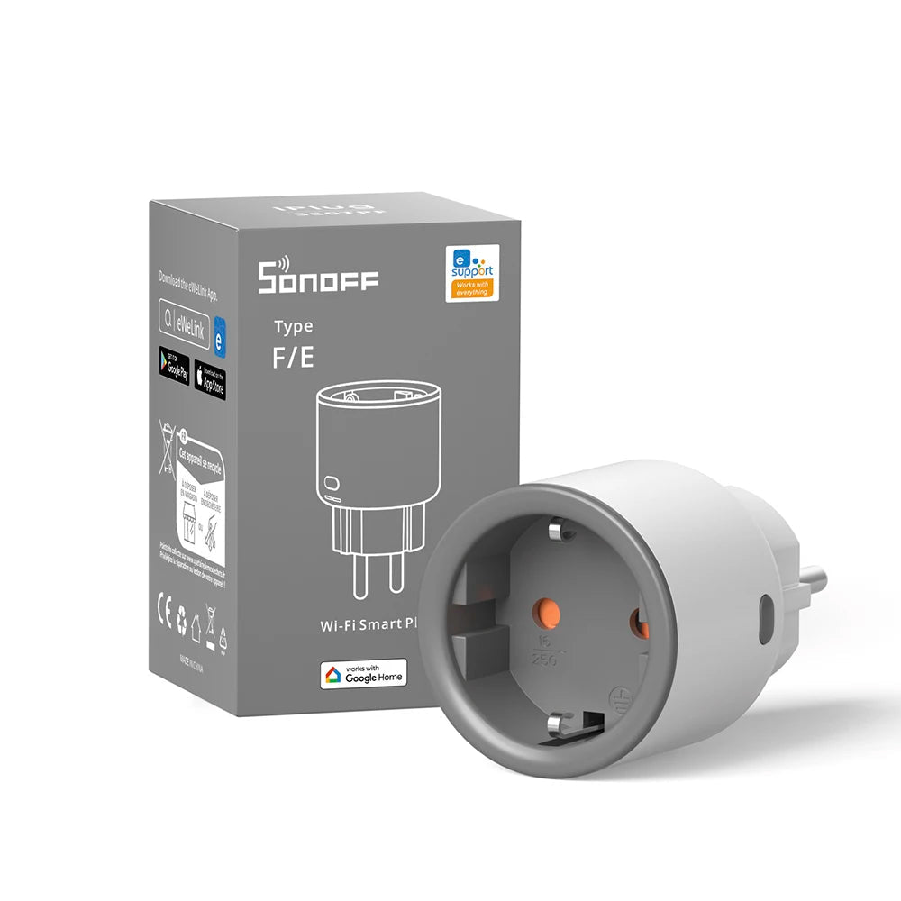 1-4 PCS SONOFF S60 EU 16A IPlug Wi-Fi Smart Socket Overload Protection Smart Scene Remote Control via EWeLink Alexa Google IFTTT