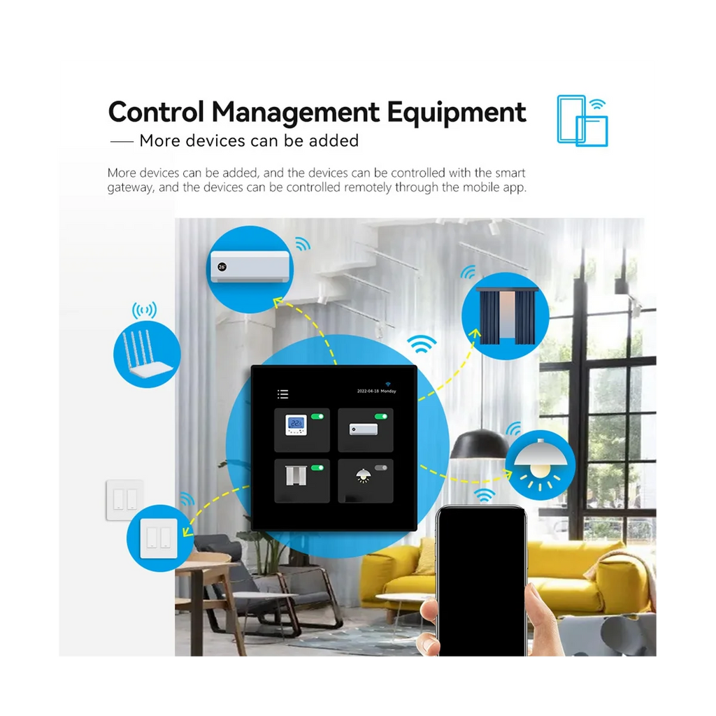 Tuya Smart Home Multiple Zigbee Smart Home Control Panel 4 Inch Switch Panel In-Wall Touchscreen Control for Home-EUplug