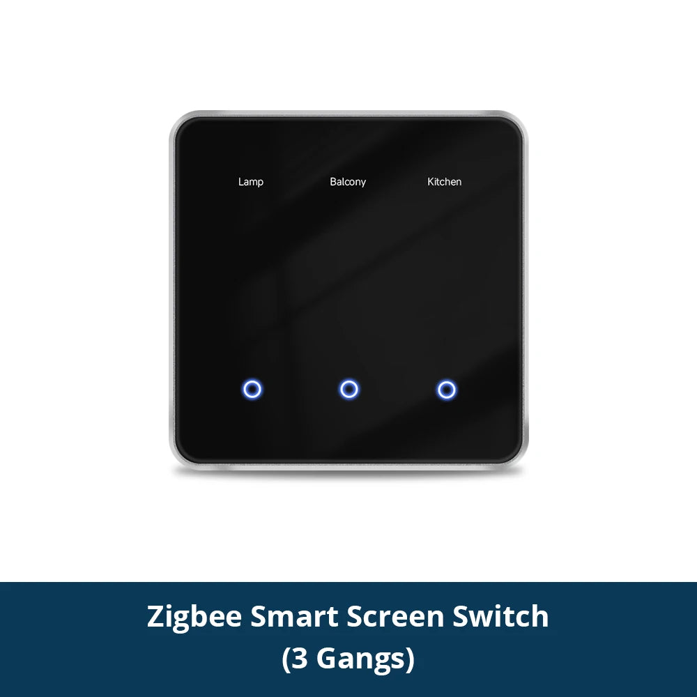 Zemismart Zigbee DIY Name Switch EU All Black Touch Panel Smart Display Screen Light Switch Work with Tuya Smart Life App