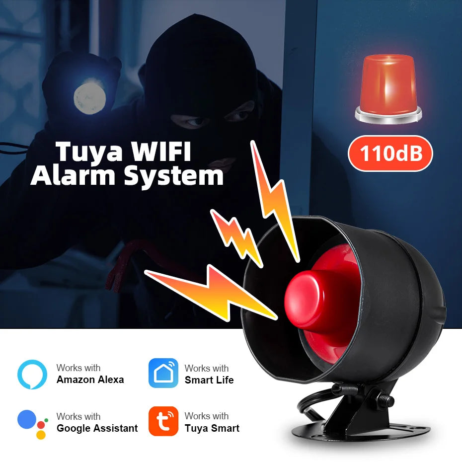 KERUI Tuya Smart WIFI Wireless Security Alarm System Siren Home Burglar Motion Door Sensor Compatible Google Home Alexa 433Mhz