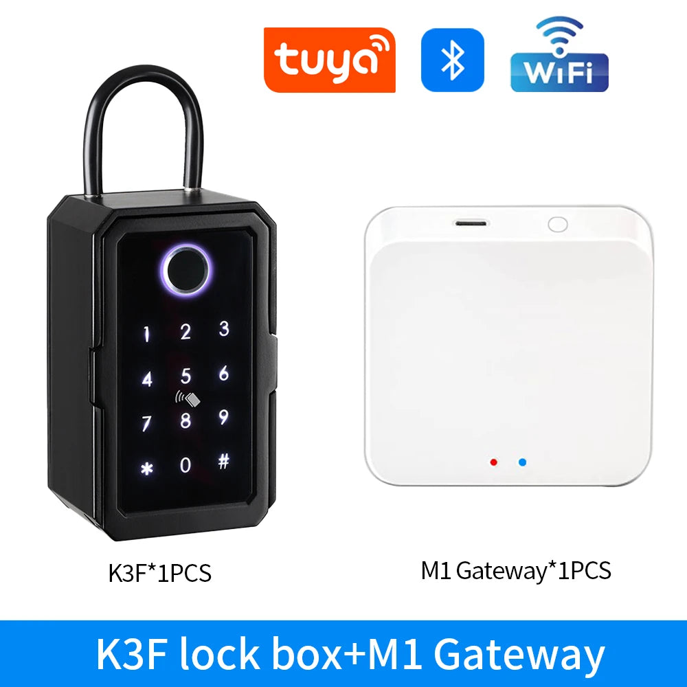 Fingerprint Key Box Storage Secret Key Lock Fusebox BLE Tuya / Ttlock App Unlock Support Wifi Gateway Secreta Safety Box Padlock