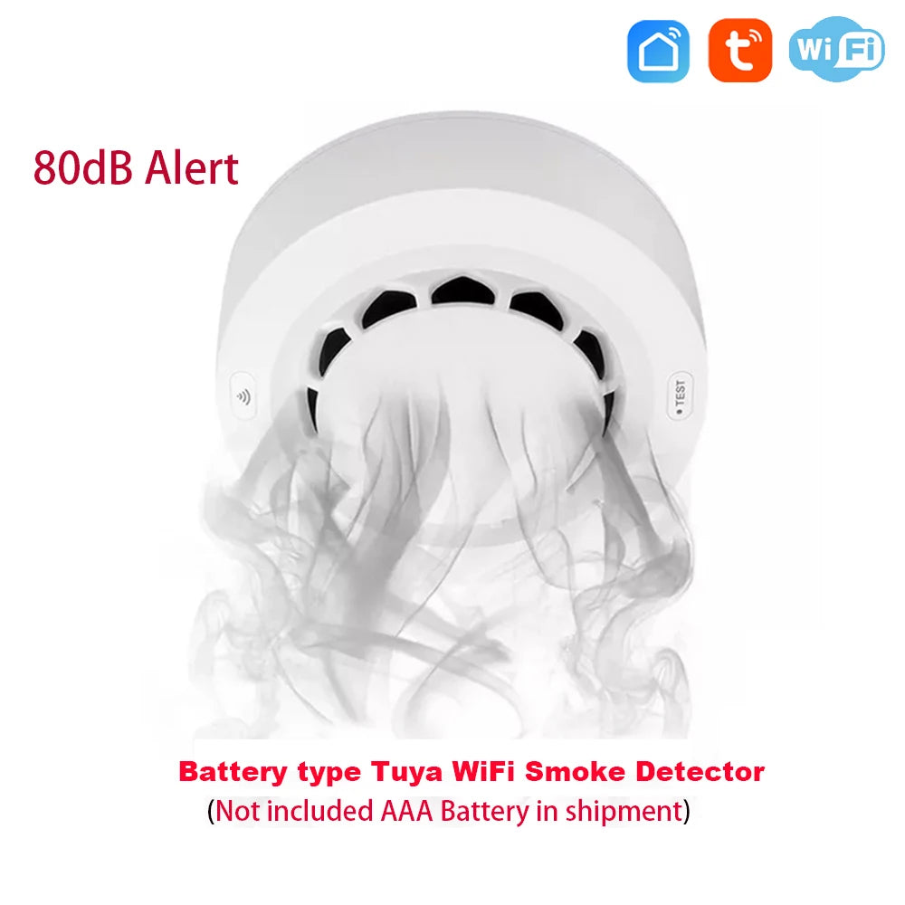 Tuya WiFi/Zigbee Smoke Detector Photoelectric Sensor Fire Alarm Home Kitchen Security System Work With Smart Life APP