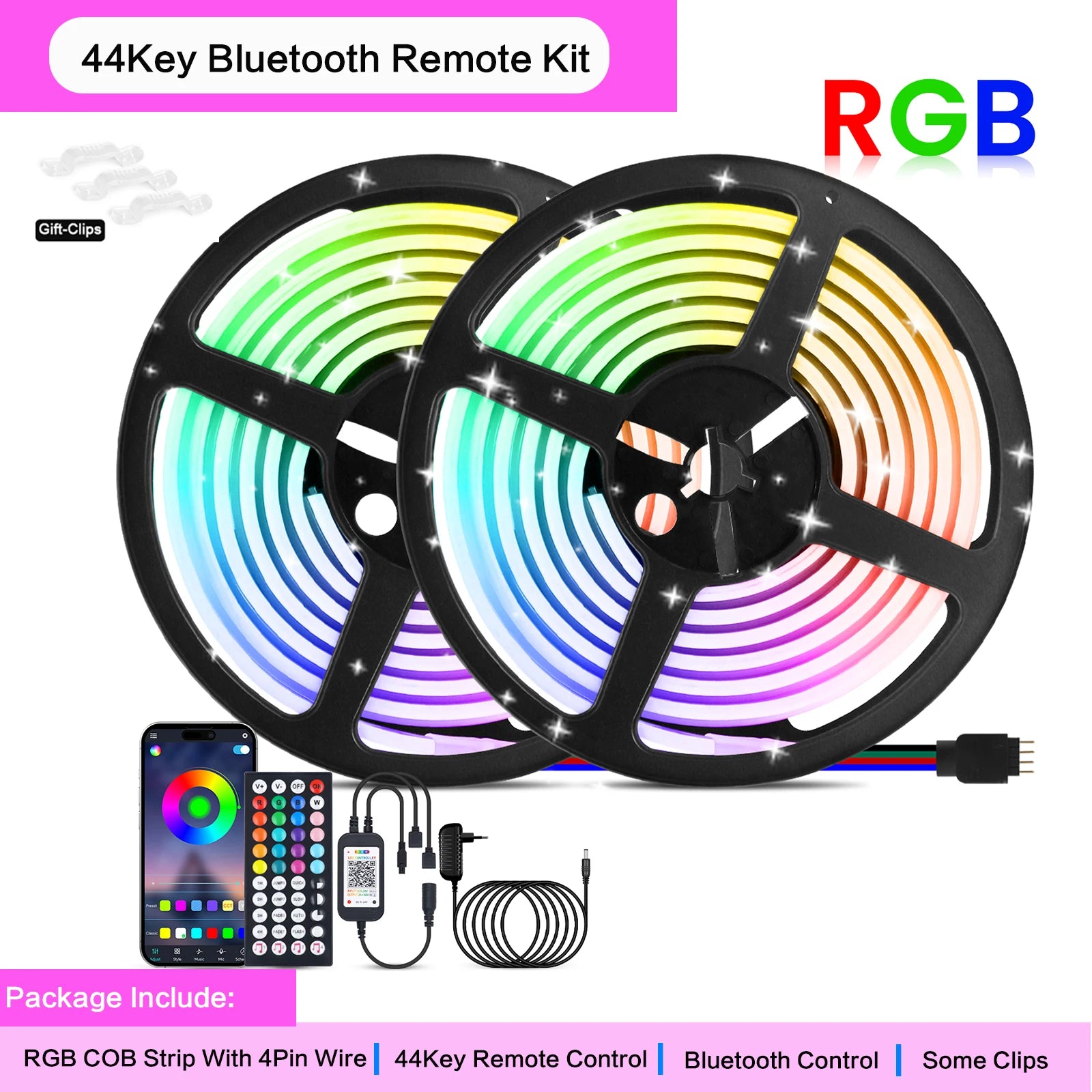 12V 24V Smart RGB COB LED Neon Strip WIFI Bluetooth App&Remote Control 576LED/m Waterproof Neon Light Indoor Outdoor Decor 1-20M