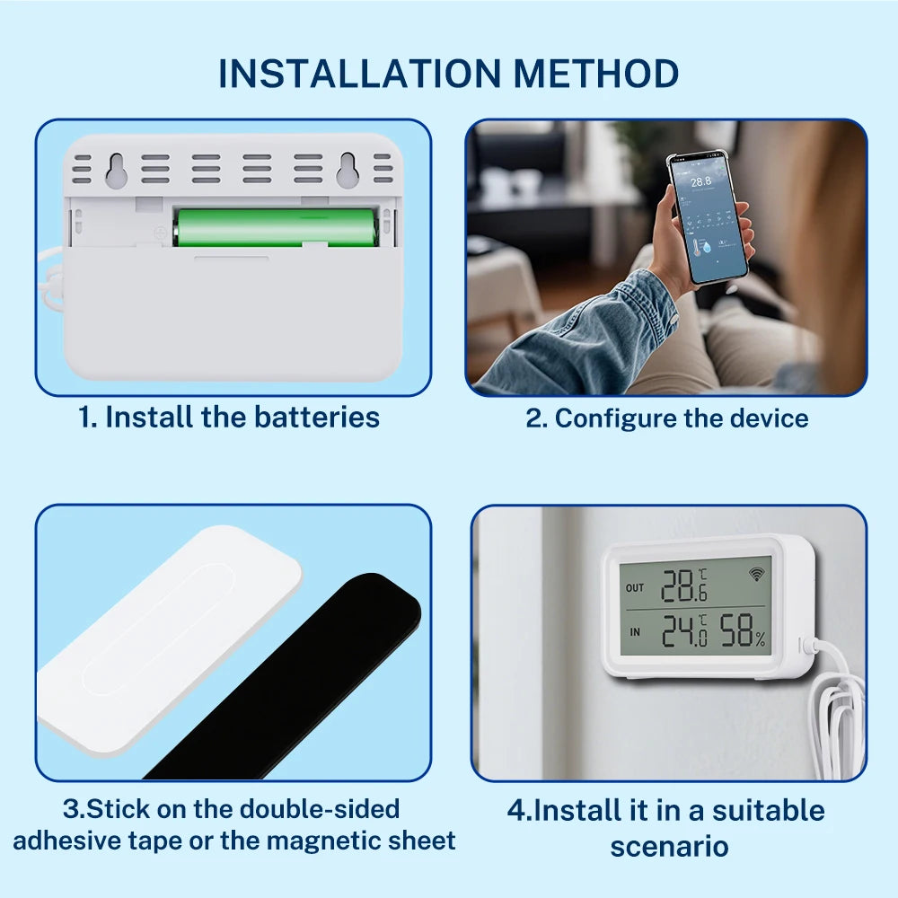 Tuya WiFi Temperature Humidity Sensor With External Probe APP Remote Control Thermometer Hygrometer Work With SmartLife Alexa