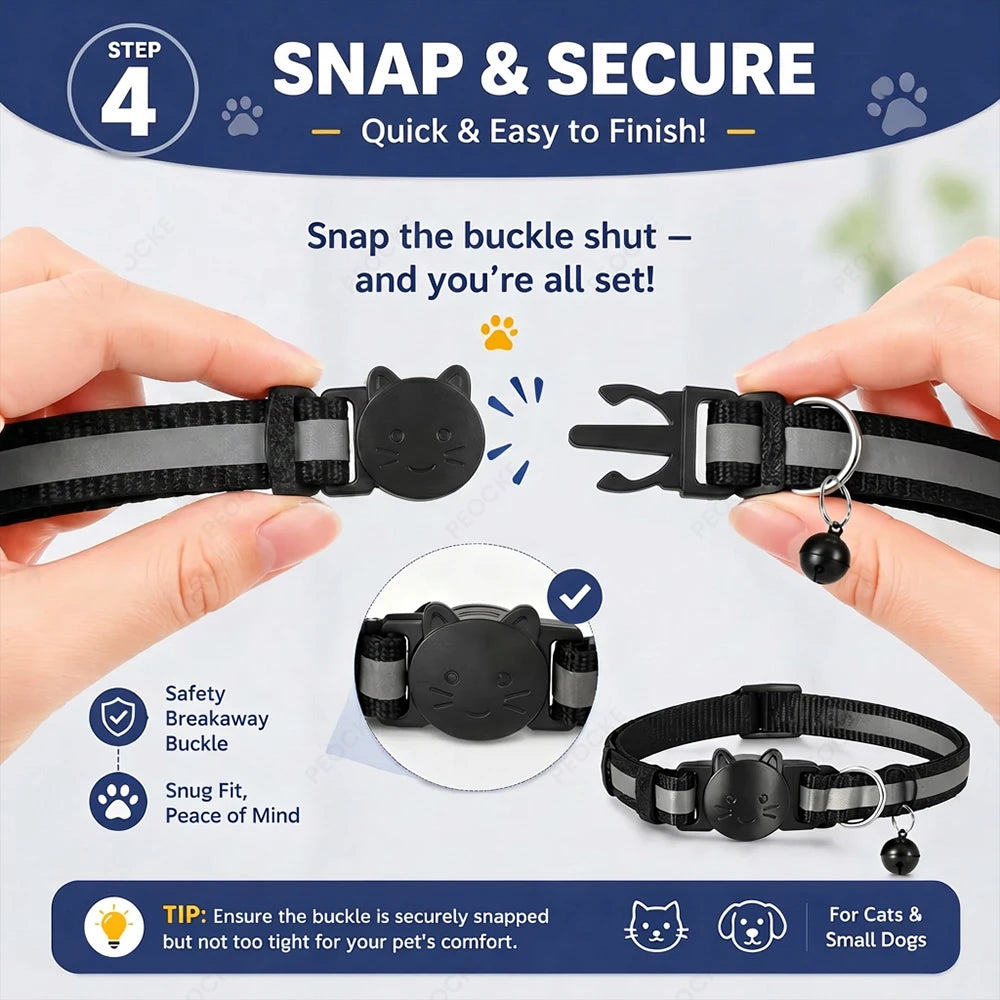 Cat Smart GPS Trackers Collar Anti-Lost Kitten Waterproof Tracker Adjustable Safety Buckle Reflective GPS Collar For Android