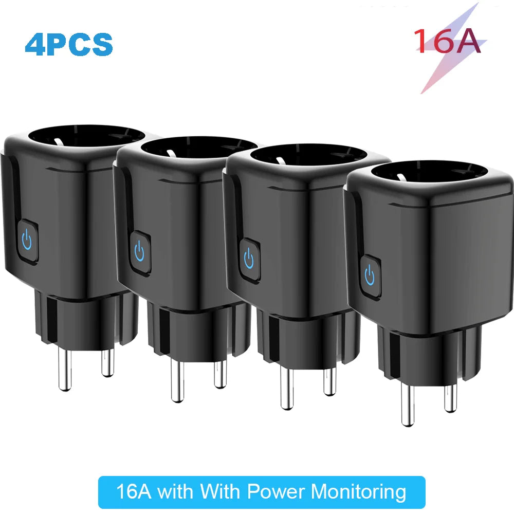 Tuya 16A,20A Smart Plug WiFi Socket EU Power Monitoring Timing Function Works with Alexa, Google Home, Smart Life Home, Alice