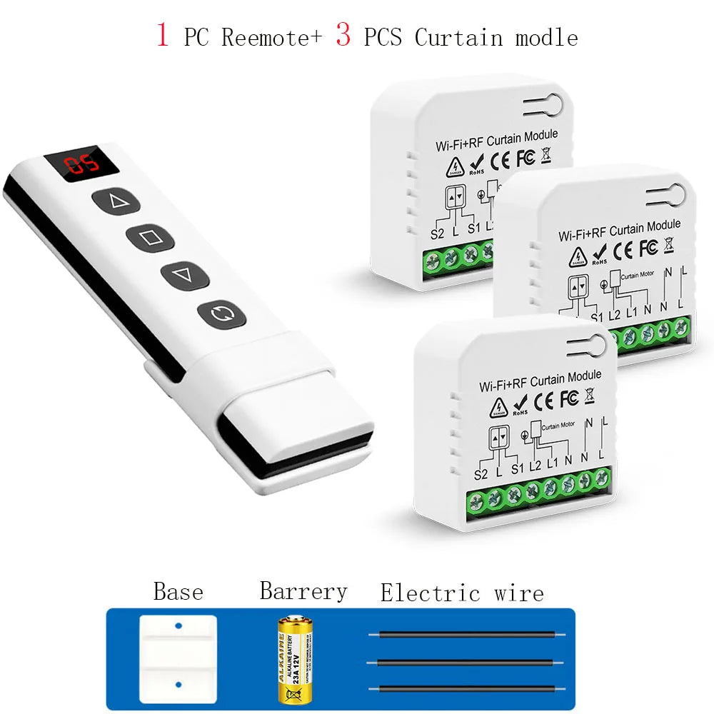 WiFi Tuya Smart Life 433Mhz Blind Curtain Switch with RF 5 Channels Remote for Electric Roller Shutter Google Home Alexa
