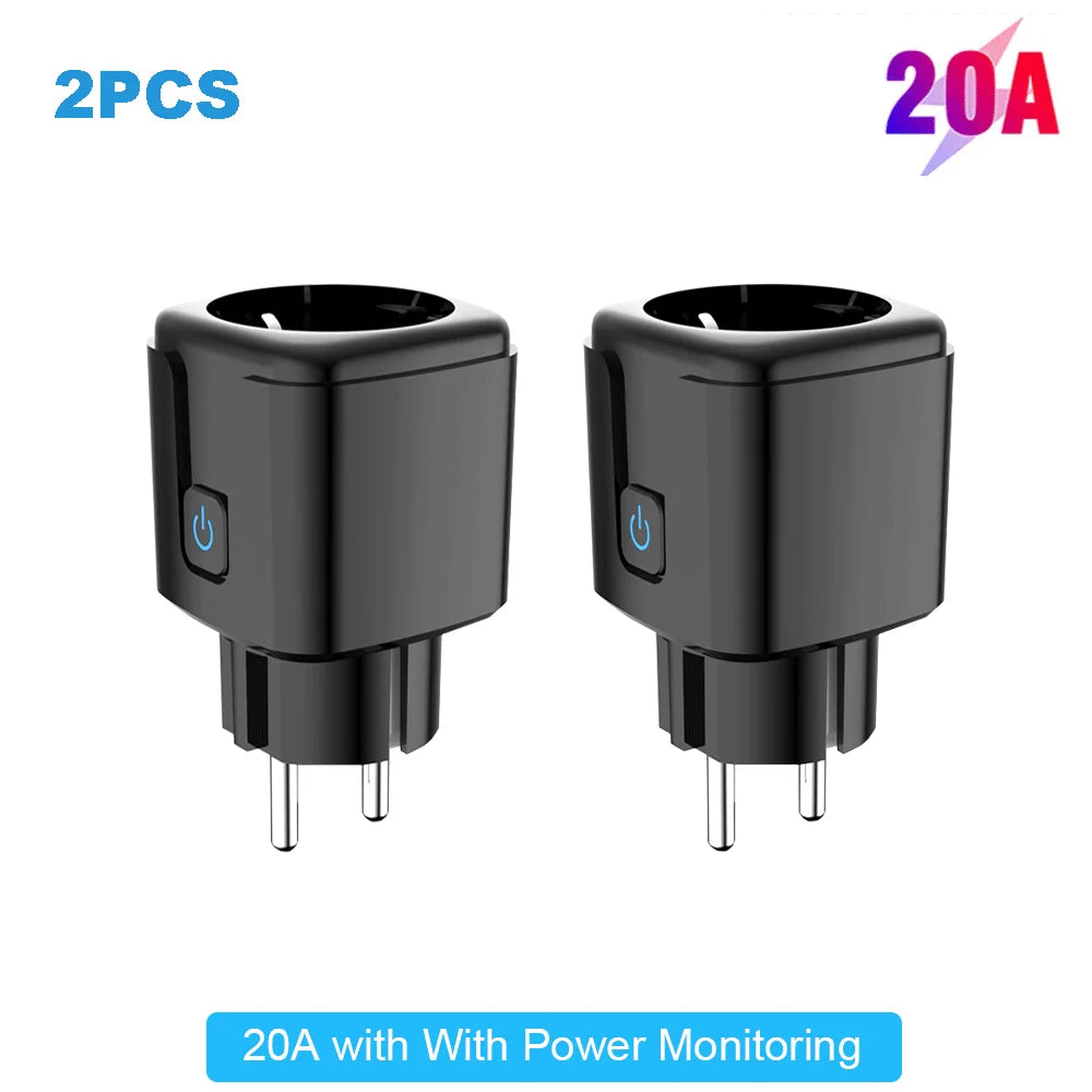 Tuya 16A,20A Smart Plug WiFi Socket EU Power Monitoring Timing Function Works with Alexa, Google Home, Smart Life Home, Alice