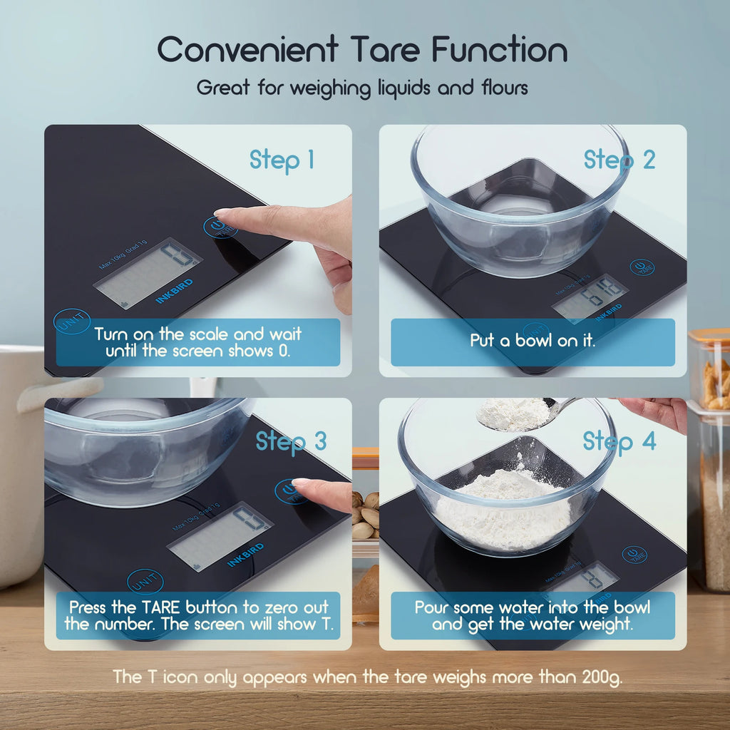 INKBIRD Bluetooth Kitchen Scale High-Precision Electronic Pastry Baking Scale Household Digital Scale for Cooker,Baker
