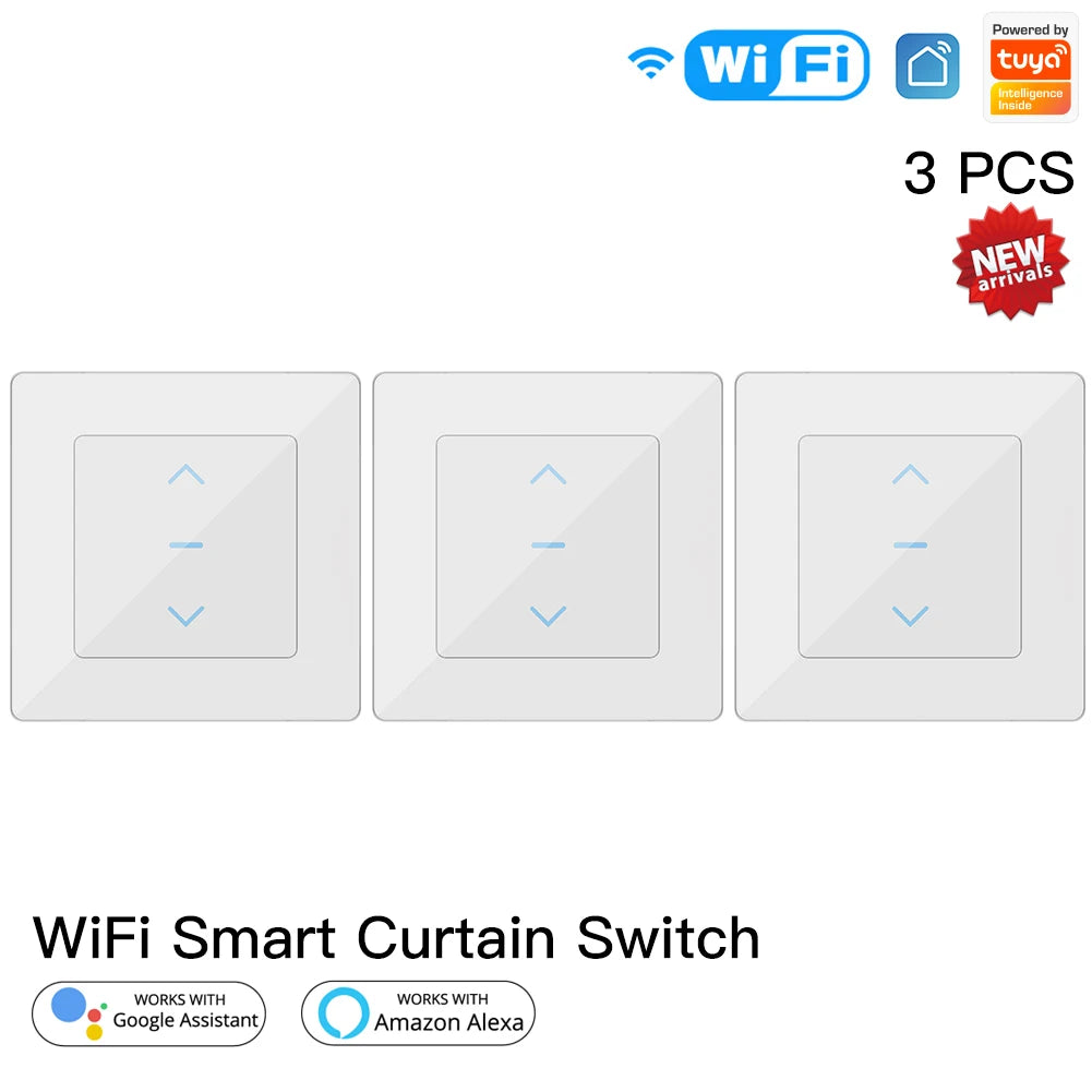 New WiFi Smart Curtain Switch Touch Design for Motorized Curtains and Roller Blinds work with Tuya Smart Life App Alexa Google