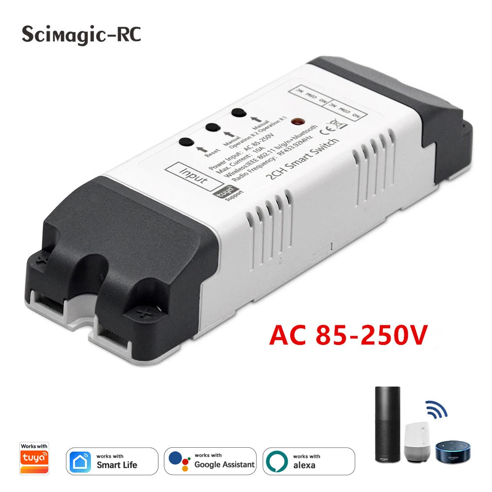 WIFI Smart Garage Gate Electric Door Access Motor Switch DC12V 24V AC220V 1/2CH Pulse Relay Module RF433 Remote Works with Tuya
