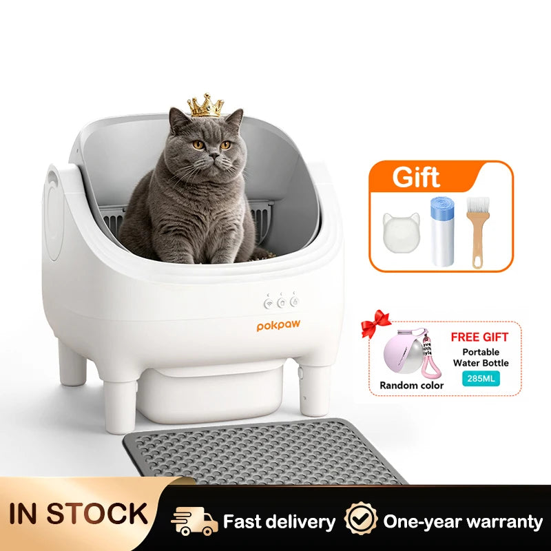 Pokpaw CL16 Smart Self-cleaning Automatic Cat Litter Box with App Control – 76L Semi Enclosed Cat Toilet Supplies for Cats