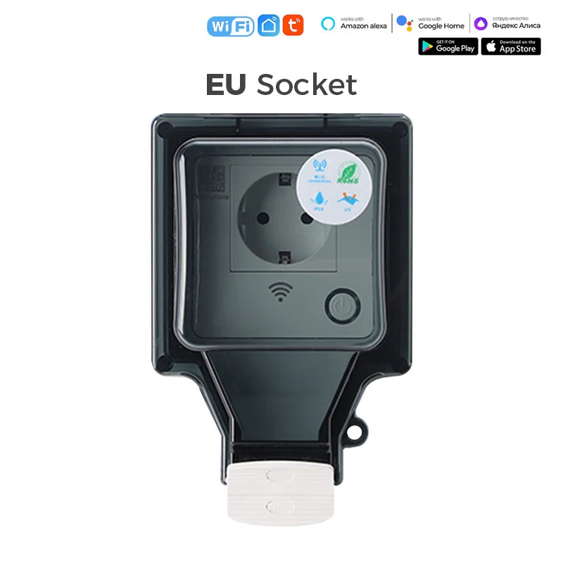 Avoir Tuya Power Socket IP66 Outdoor Wifi Smart Waterproof Socket Box Smart FR Wall Plug Socket With Timer Home Appliance 220V