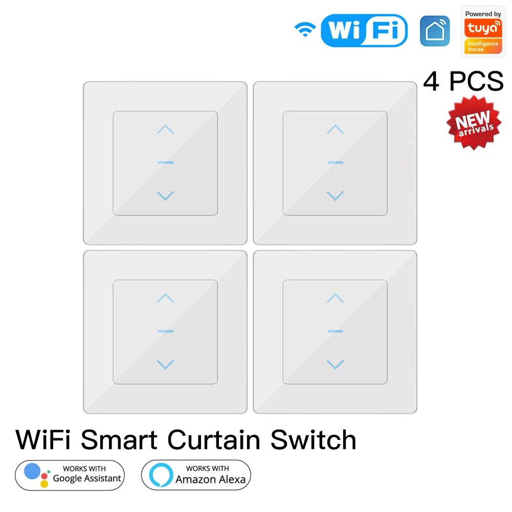 New WiFi Smart Curtain Switch Touch Design for Motorized Curtains and Roller Blinds work with Tuya Smart Life App Alexa Google