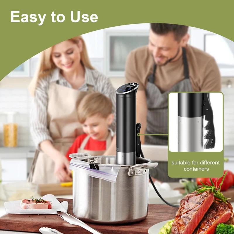 1100W Vacuum Sous Vide Cooker IPX7 Waterproof Slow Cooker with Digital Display LCD Touch Immersion Circulator Accurate Cooking