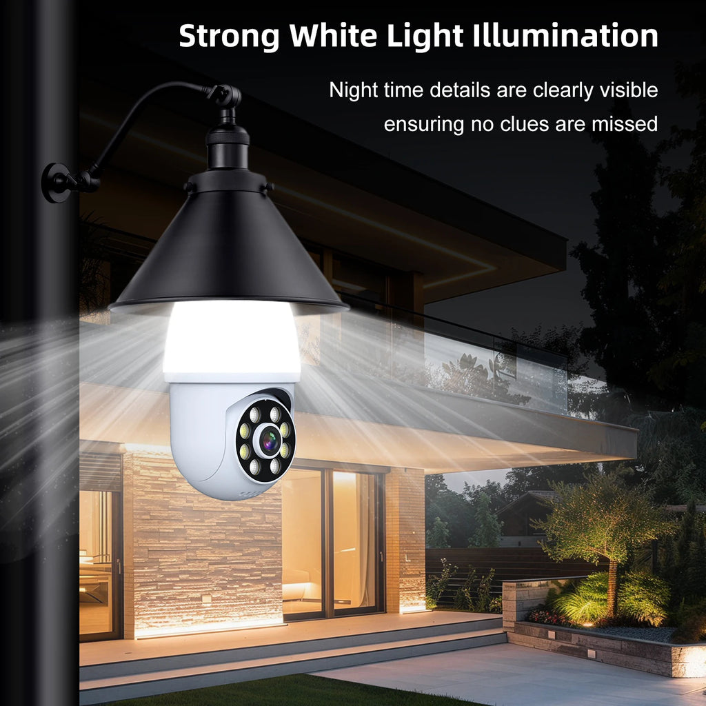 5MP E27 Bulb Camera Wifi Surveillance with LED Bulb PTZ 10X Zoom Ai Human Tracking Two-way Audio Night Vision Wireless Cam ICSEE