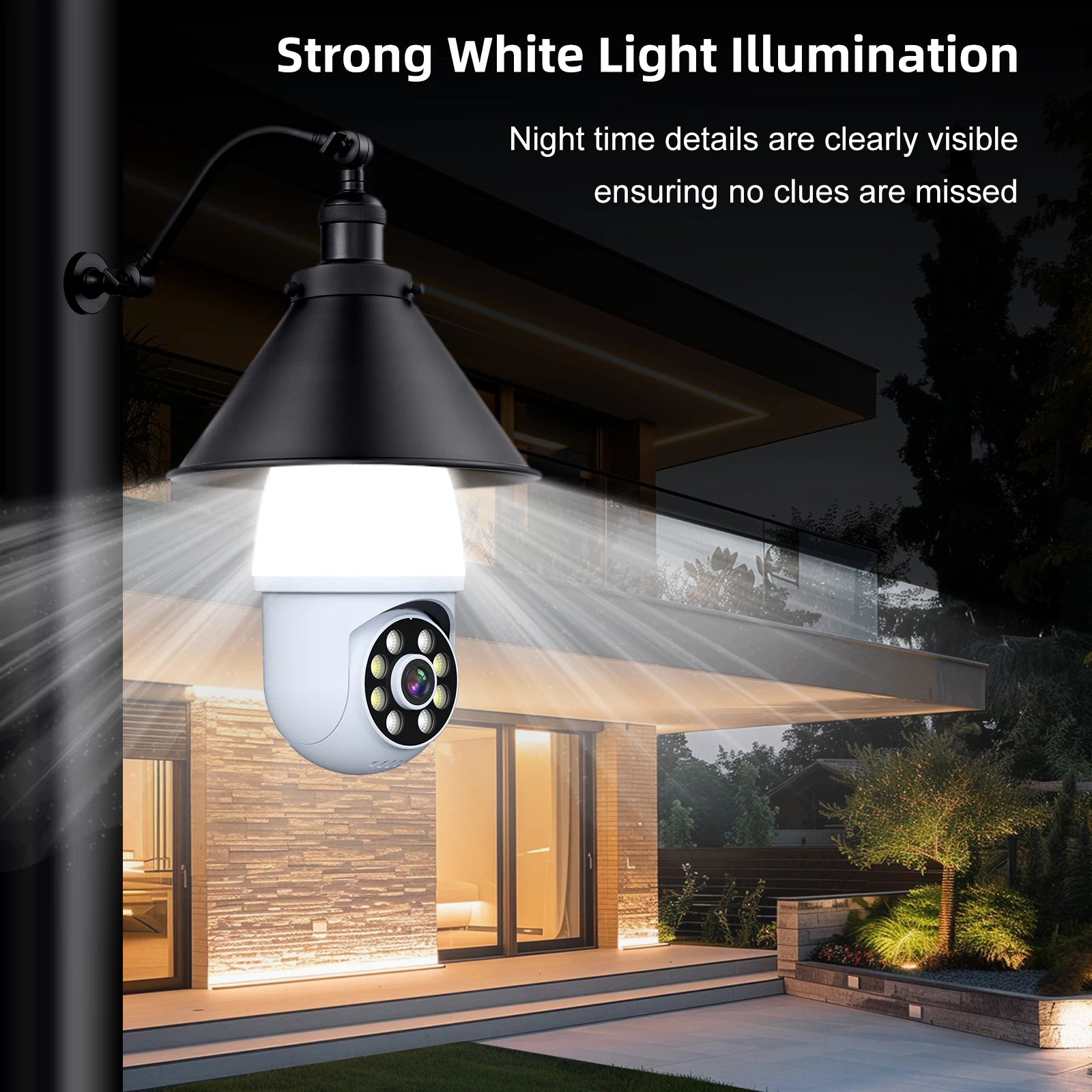 5MP E27 Bulb Camera Wifi Surveillance with LED Bulb PTZ 10X Zoom Ai Human Tracking Two-way Audio Night Vision Wireless Cam ICSEE