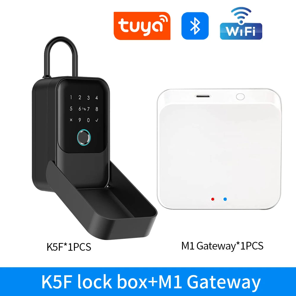 Fingerprint Key Box Storage Secret Key Lock Fusebox BLE Tuya / Ttlock App Unlock Support Wifi Gateway Secreta Safety Box Padlock