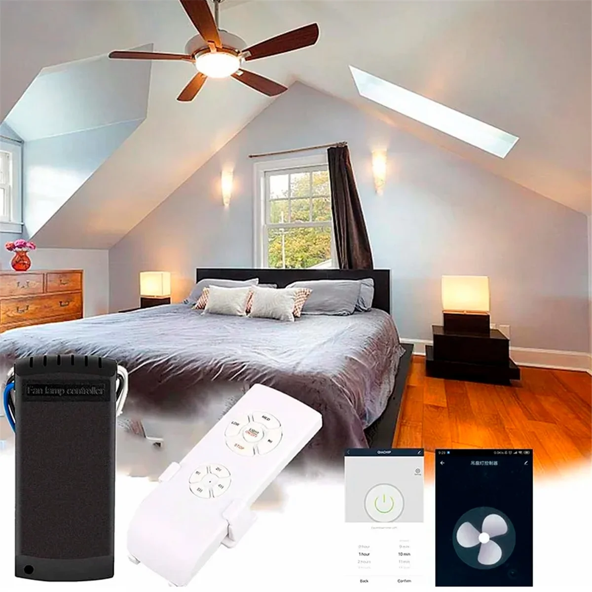 CHFL Tuya WiFi Smart Ceiling Fan Remote Control Kit APP Control Smart Home Adjusted Wind Speed for Alexa Google Home,220V