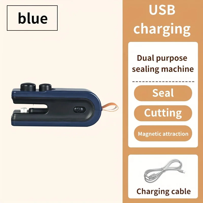 Electric Heat Bag Sealing Machine USB Charging magnetic attraction 2in1 Seal Cutting Handheld Plastic Bag Heat Sealer 2026