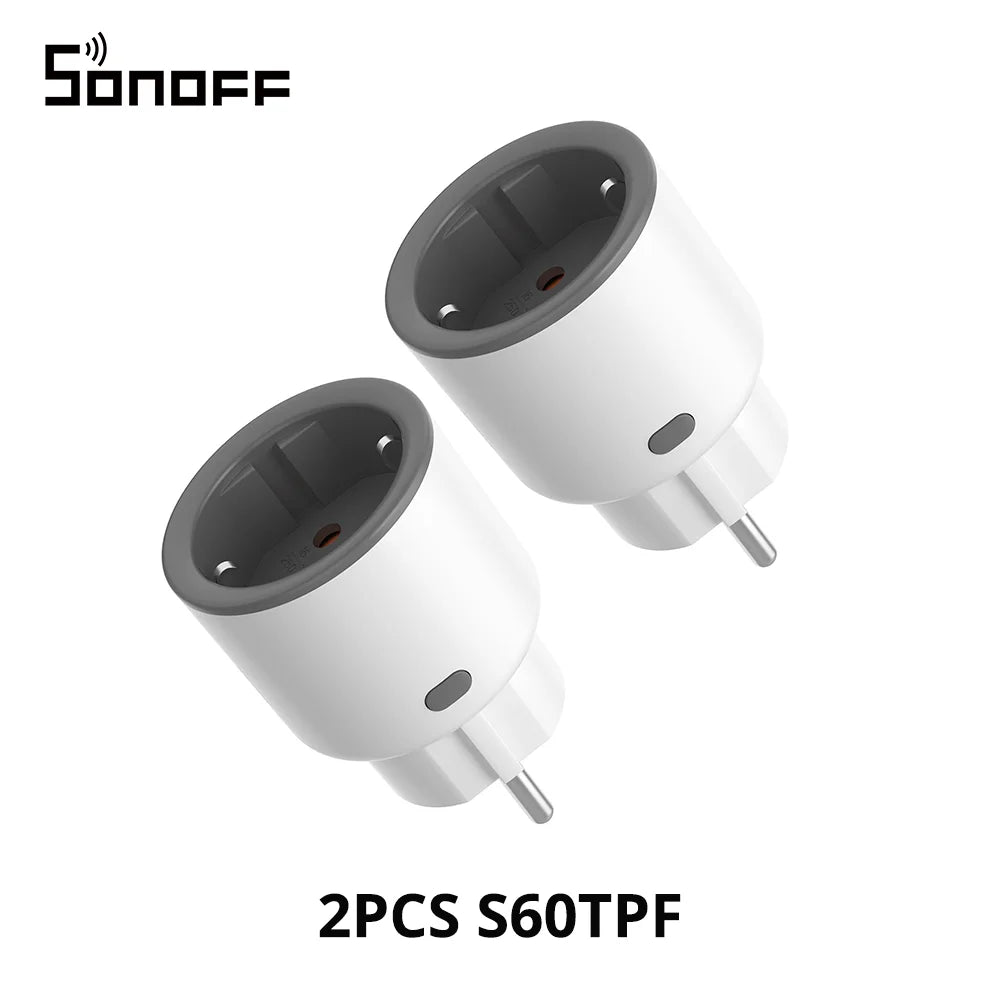 1-4 PCS SONOFF S60 EU 16A IPlug Wi-Fi Smart Socket Overload Protection Smart Scene Remote Control via EWeLink Alexa Google IFTTT