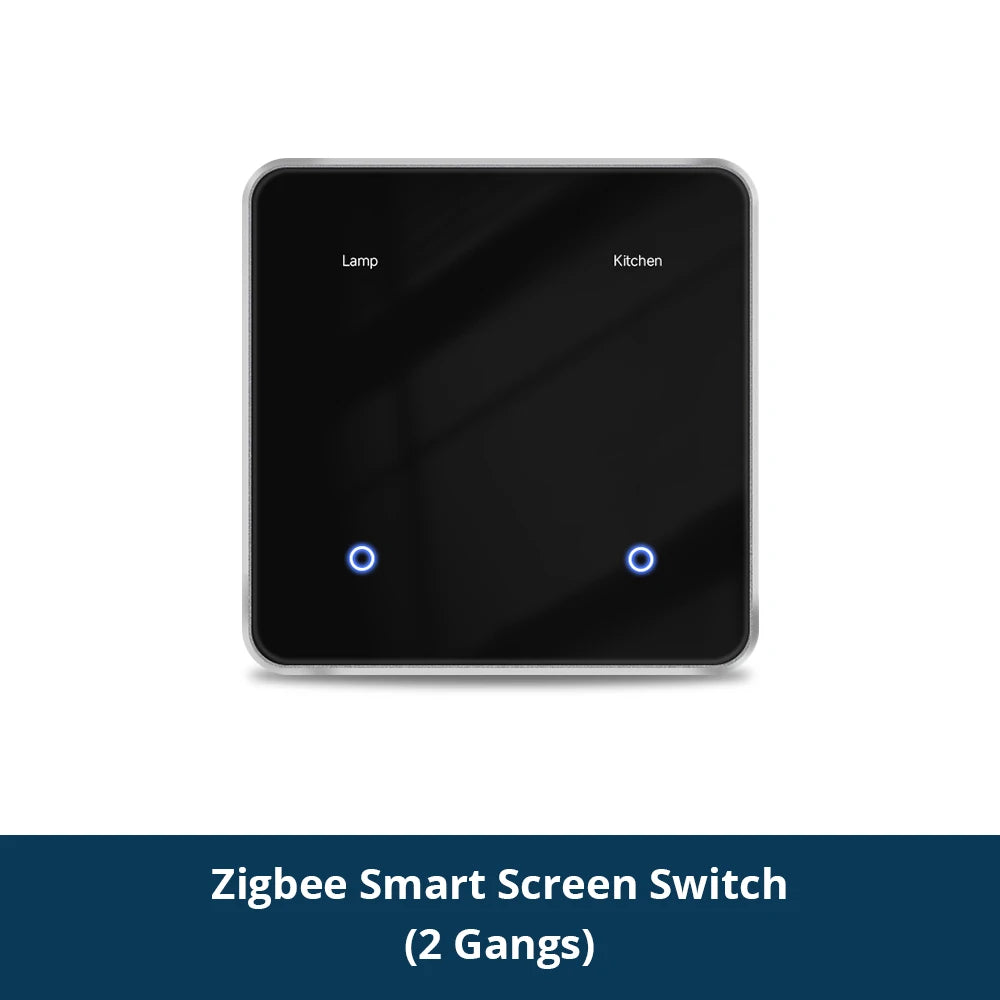 Zemismart Zigbee DIY Name Switch EU All Black Touch Panel Smart Display Screen Light Switch Work with Tuya Smart Life App