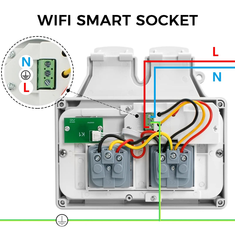 Avoir Tuya Power Socket IP66 Outdoor Wifi Smart Waterproof Socket Box Smart FR Wall Plug Socket With Timer Home Appliance 220V