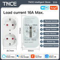 TNCE tuya 2 in 1 plug 16A eu, wifi Power Dual socket Monitor Smart life Remote Control Timer, Voice with Google Home Alexa Alice