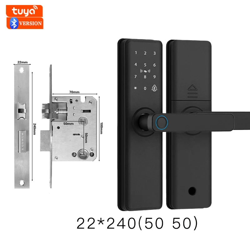 2026 New Smart Door Lock With Bluetooth Compatible Tuya APP Digital Electronic Lock Smart Home Wooden Door Lock Fingerprint