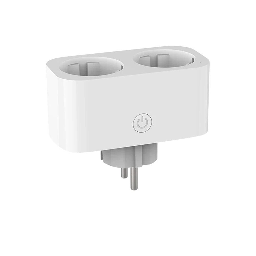 TNCE tuya 2 in 1 plug 16A eu, wifi Power Dual socket Monitor Smart life Remote Control Timer, Voice with Google Home Alexa Alice