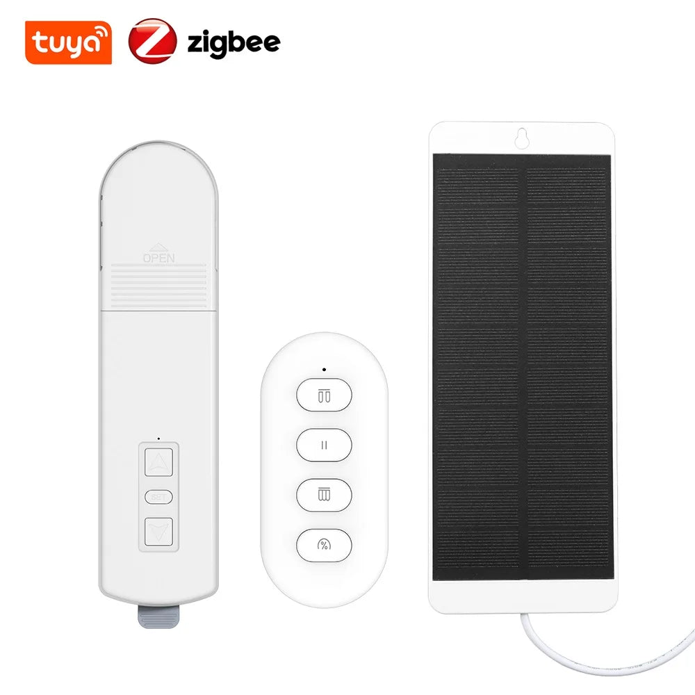 Smart Life ZigBee3.0 DIY Motorized Chain Roller Blinds Shades Drive Curtain Motor With Solar Panel Remote via Alexa Google Home