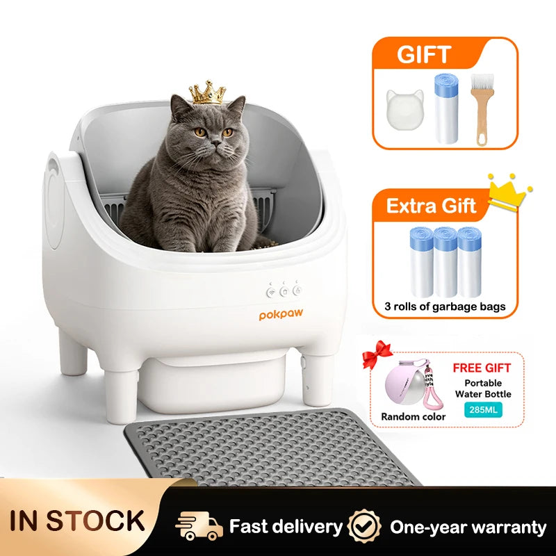 Pokpaw CL16 Smart Self-cleaning Automatic Cat Litter Box with App Control – 76L Semi Enclosed Cat Toilet Supplies for Cats