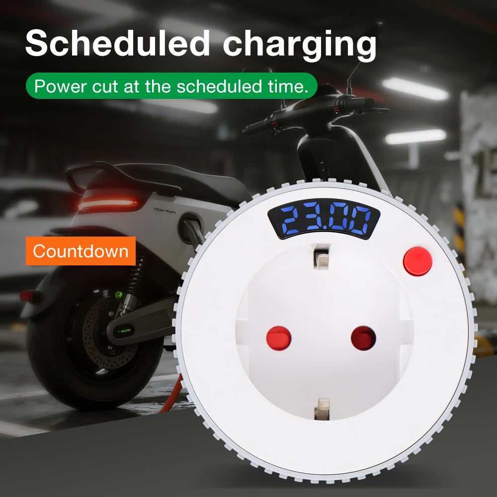 WiFi Smart Plug Countdown Timer Socket LCD Screen Display Timer Switch Rotating Adjust Countdown Outlet 15mins-24h 1min-23h59m