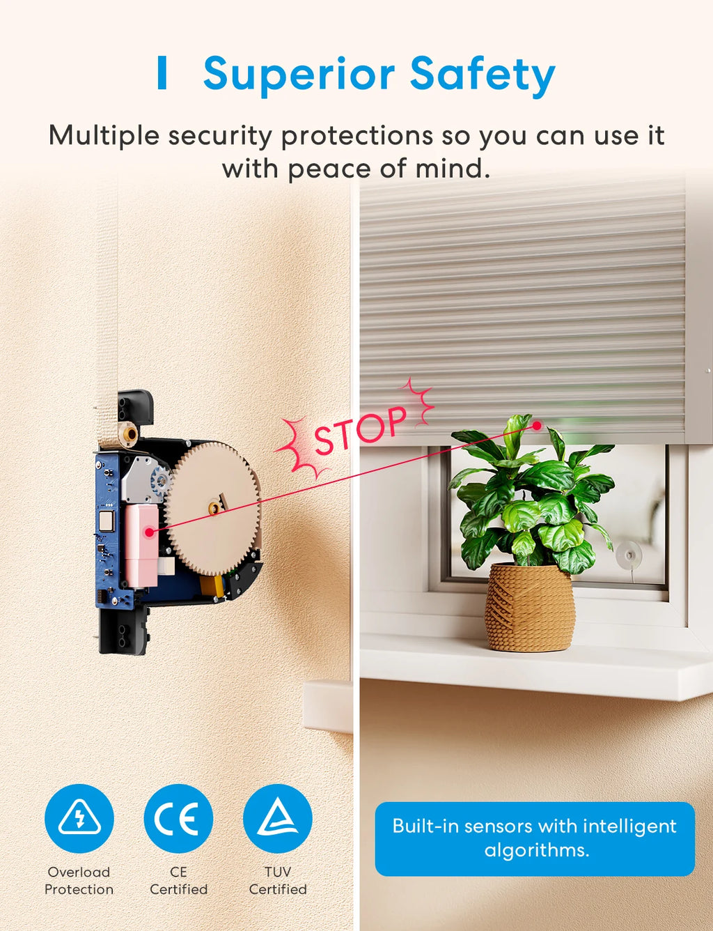 Meross Matter Smart Wi-Fi Roller Shutter Belt Winder Motorized Roller Shutter Shades Work with Google Alexa