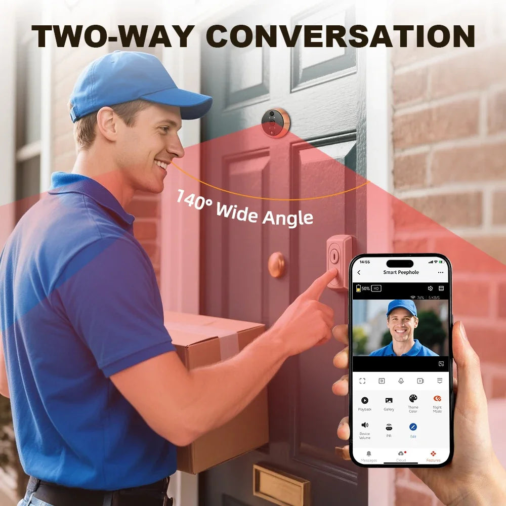 1080P WiFi Peephole Doorbell Camera