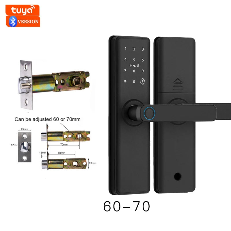 2026 New Smart Door Lock With Bluetooth Compatible Tuya APP Digital Electronic Lock Smart Home Wooden Door Lock Fingerprint