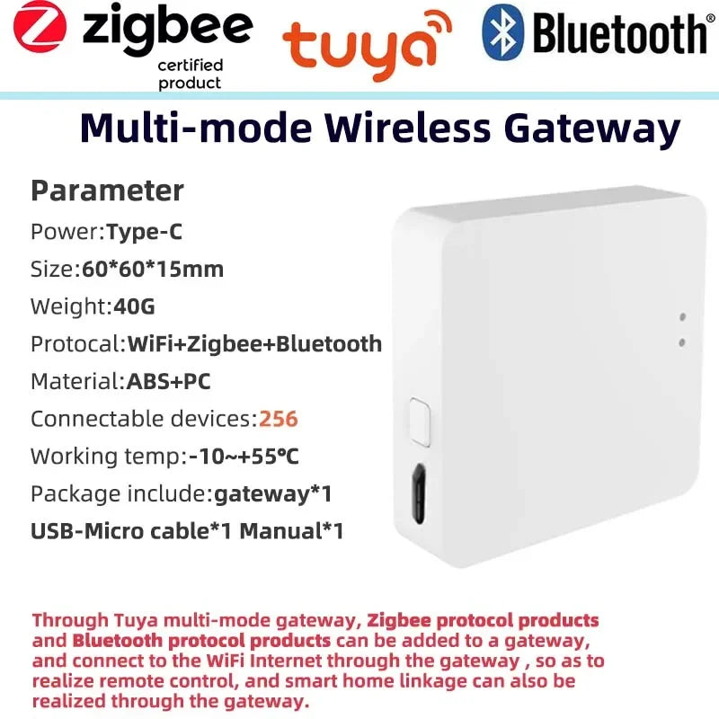 Tuya Zigbee 3.0 Gateway Hub Smart Home Wireless Bridge Smart Life APP Remote Control Automation Device Works with Alexa Google