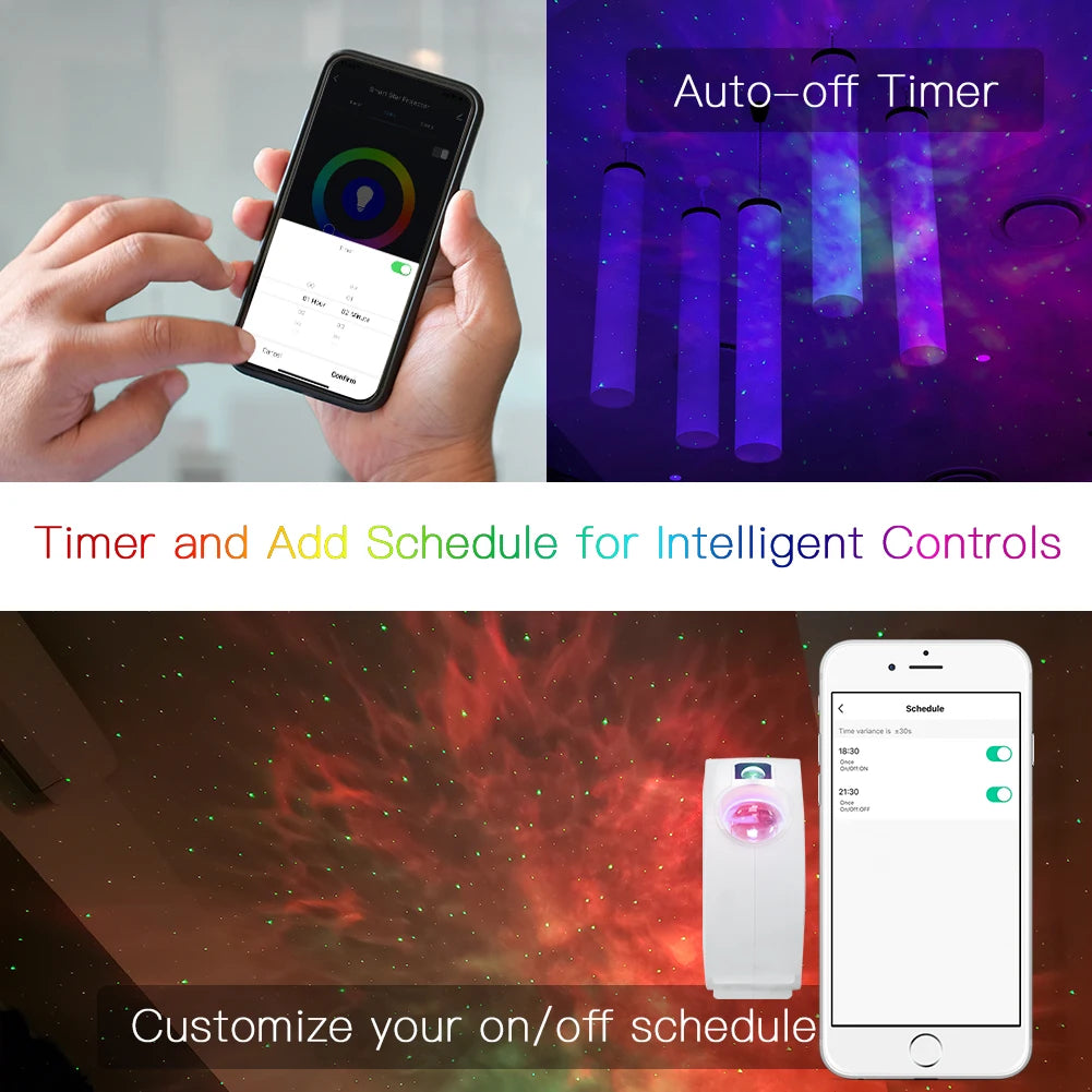 MOES Tuya WiFi Smart Star Projector Galaxy for Holiday Party APP Control Smart Home Nebula Projector works for Google Home Alexa