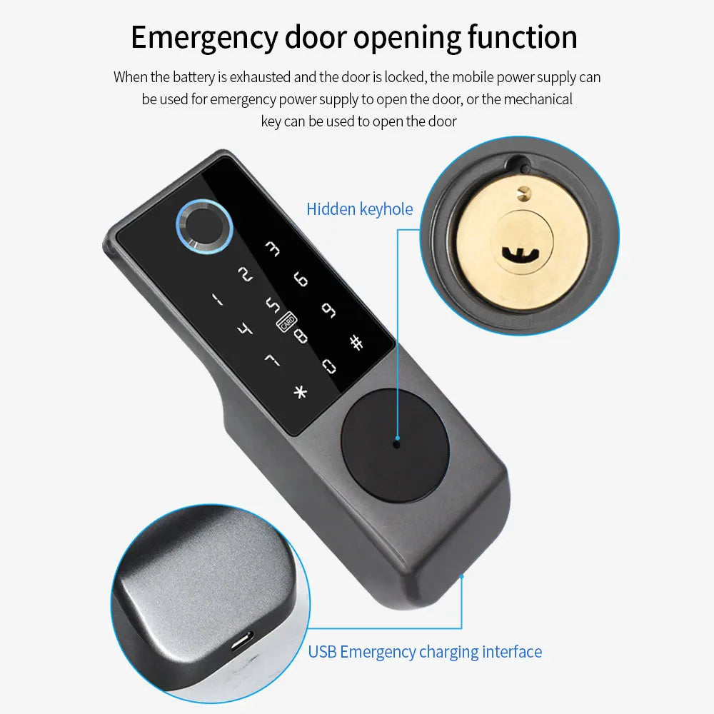 Support Tuya APP Control Smart Fingerprint RFID Card Outdoor Door Intelligent Lock Keyless Motor Lock Google Alexa Waterproof