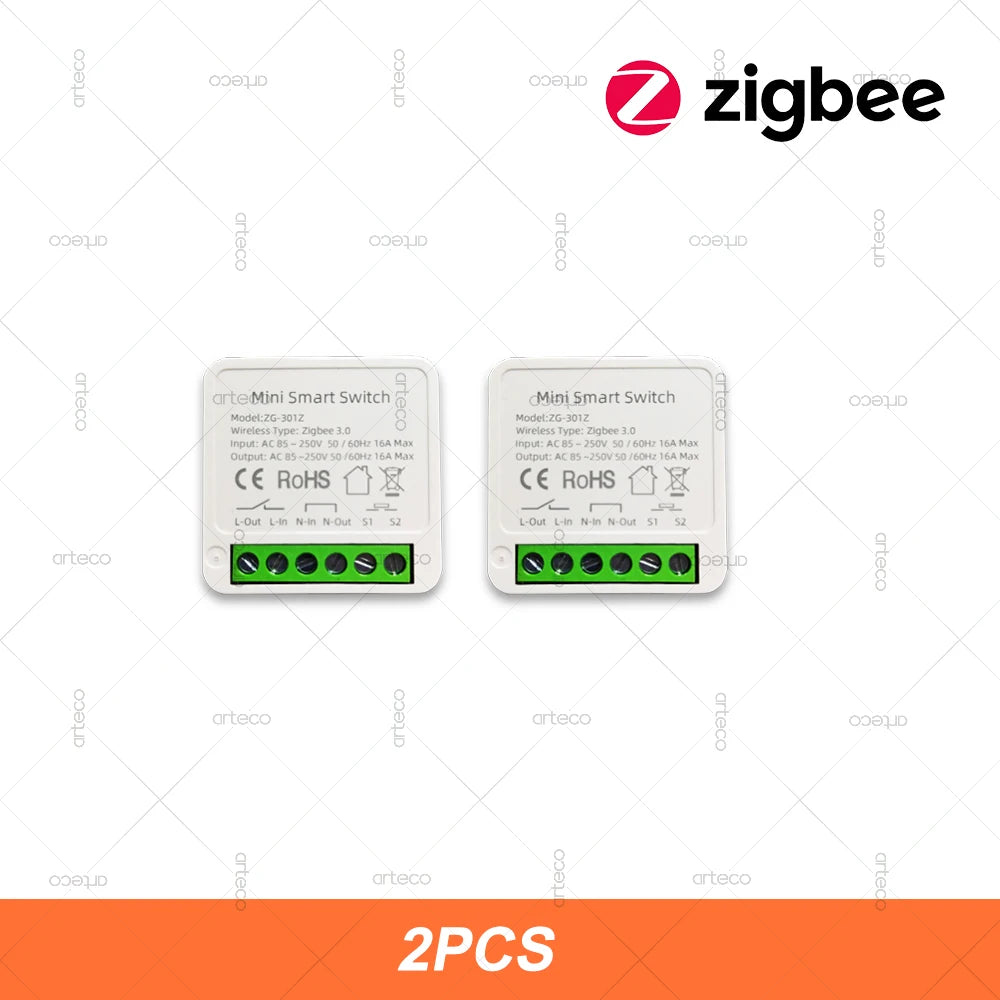 ZigBee 3.0 Smart Mini DIY Switch Automation Module 16A Relay Support 2 Way Control App Remote Control Zigbee Gateway Required
