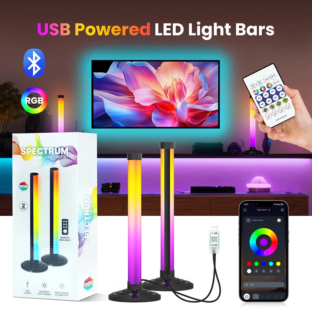 2 4 Light RGB Kit Smart LED Floor Lamp App Remote Control RGBIC Music Sync Timer for Gaming PC Computer Room Corner Lighting
