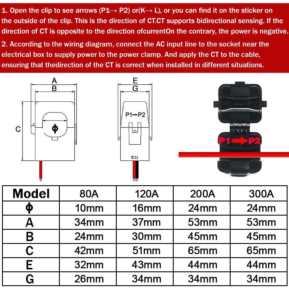 EARU Tuya Smart WiFi Energy Meter with 1/2 CT Clamps Solar PV System Power Production Consumption Bidirectional Monitoring Meter