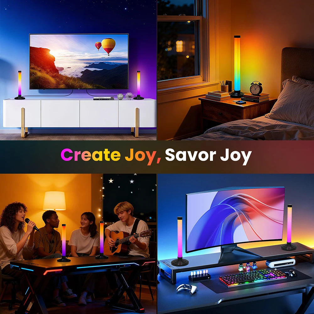 2 4 Light RGB Kit Smart LED Floor Lamp App Remote Control RGBIC Music Sync Timer for Gaming PC Computer Room Corner Lighting